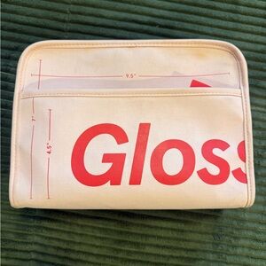 Glossier Cream and Red Accessory Pouch